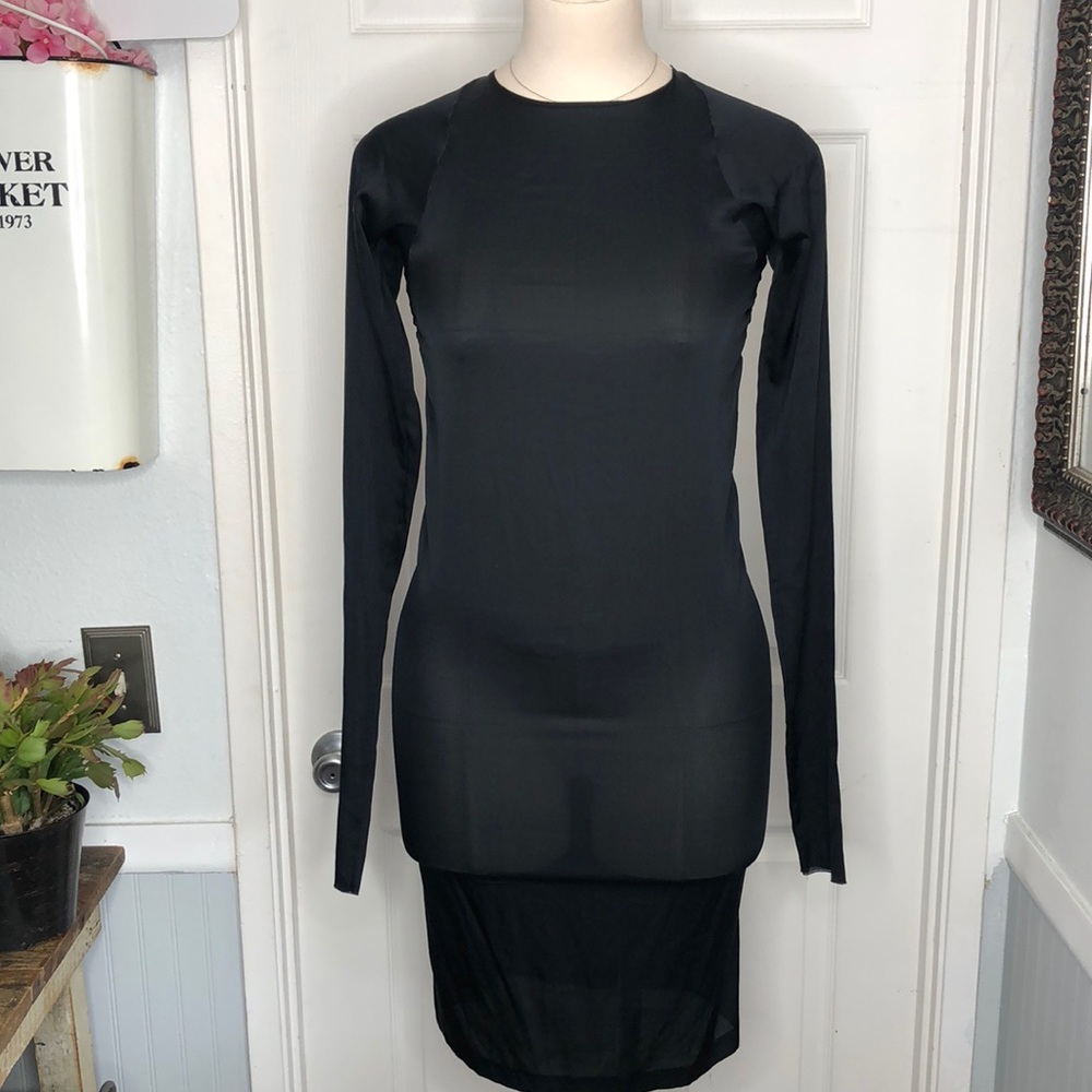 Thomas Wylde silk open back sheer sheath dress